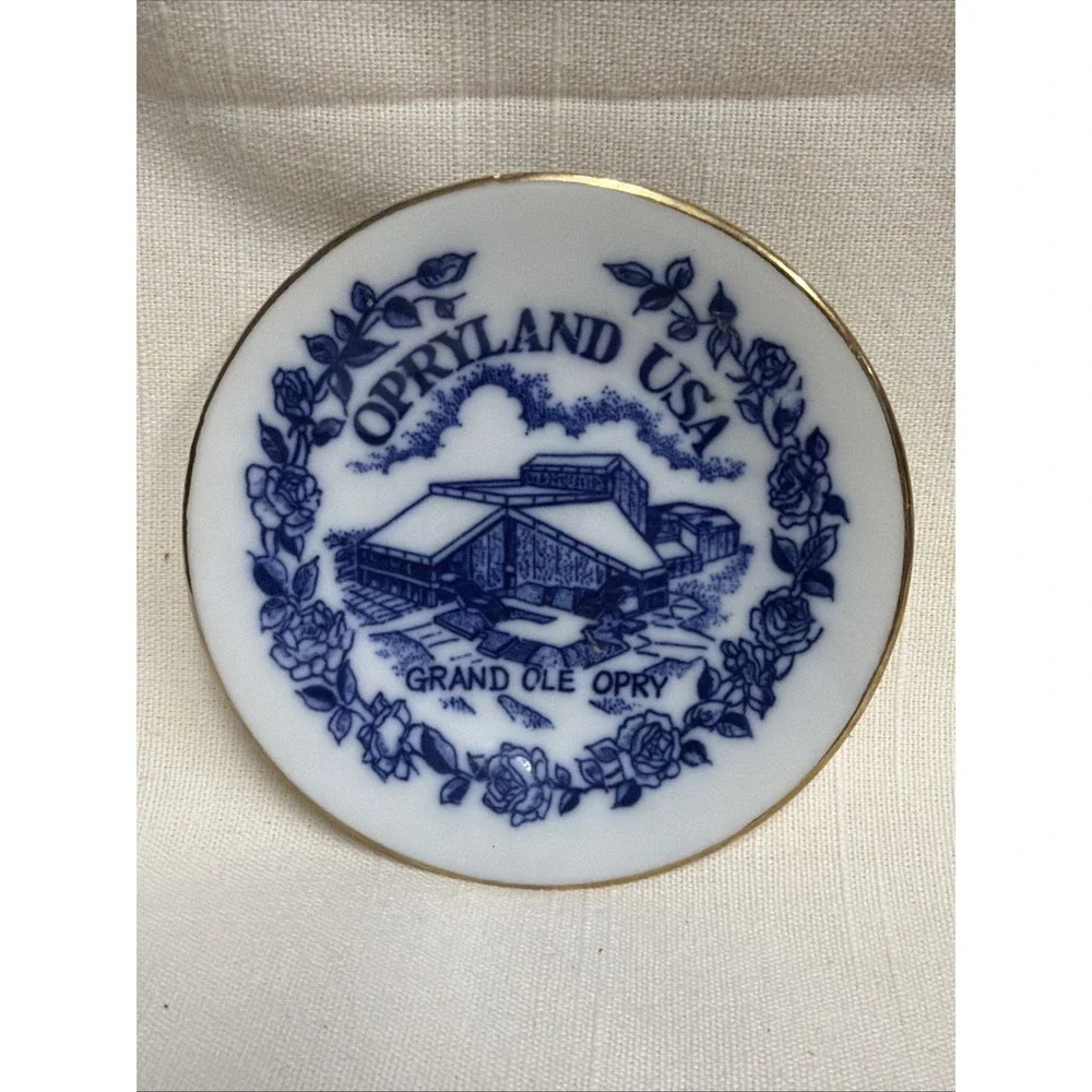 Vintage NASHVILLE, TN Grand Ole Opry/Opryland Cobalt Blue/White Plate Gold Trim